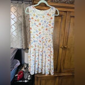LA Soul/Modcloth Cream colored umbrella print midi sleeveless dress Large.